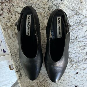 Karl lagerfeld black leather womens boot shoe 8